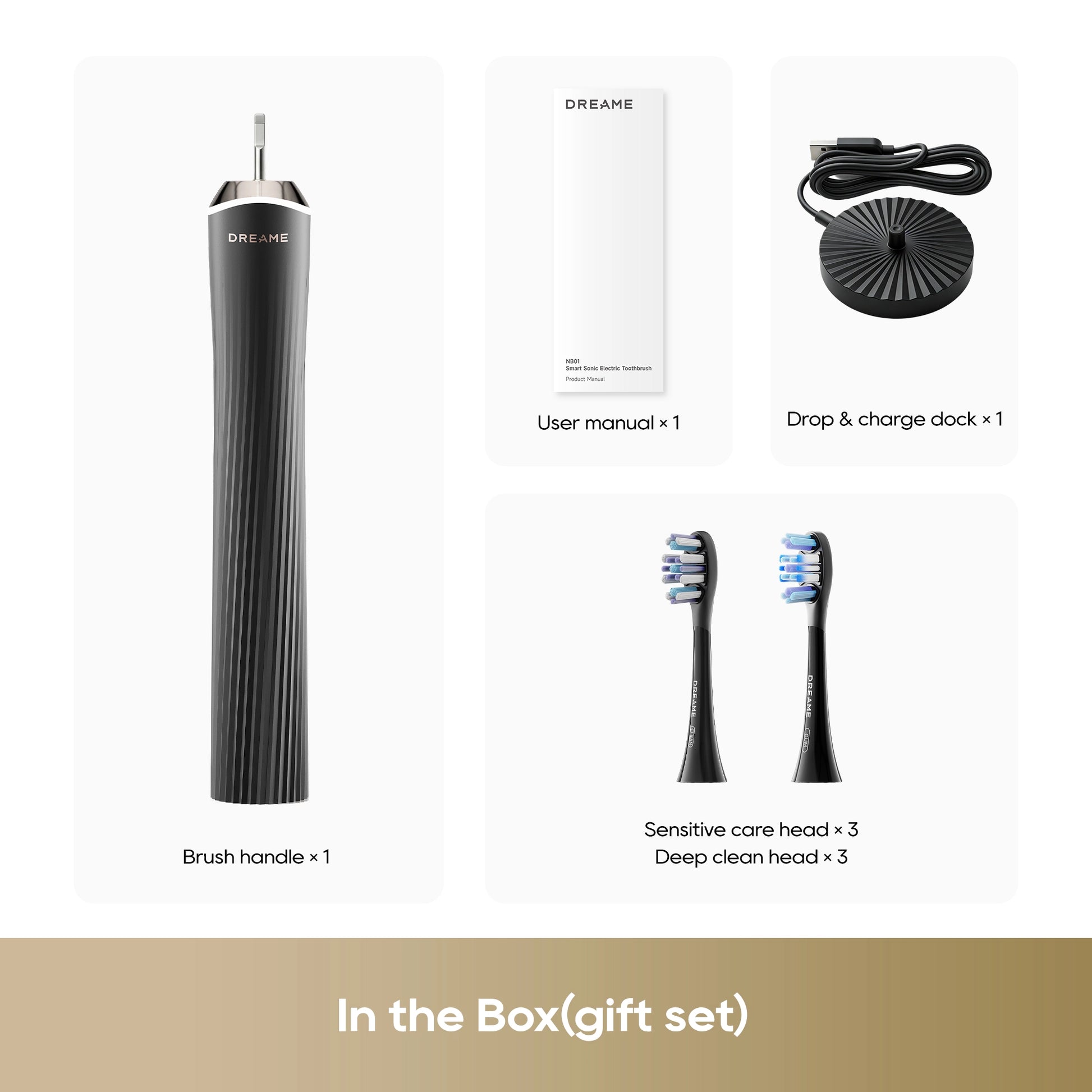 Dreame NB01 Set Smart Toothbrush Black - What's in the Box