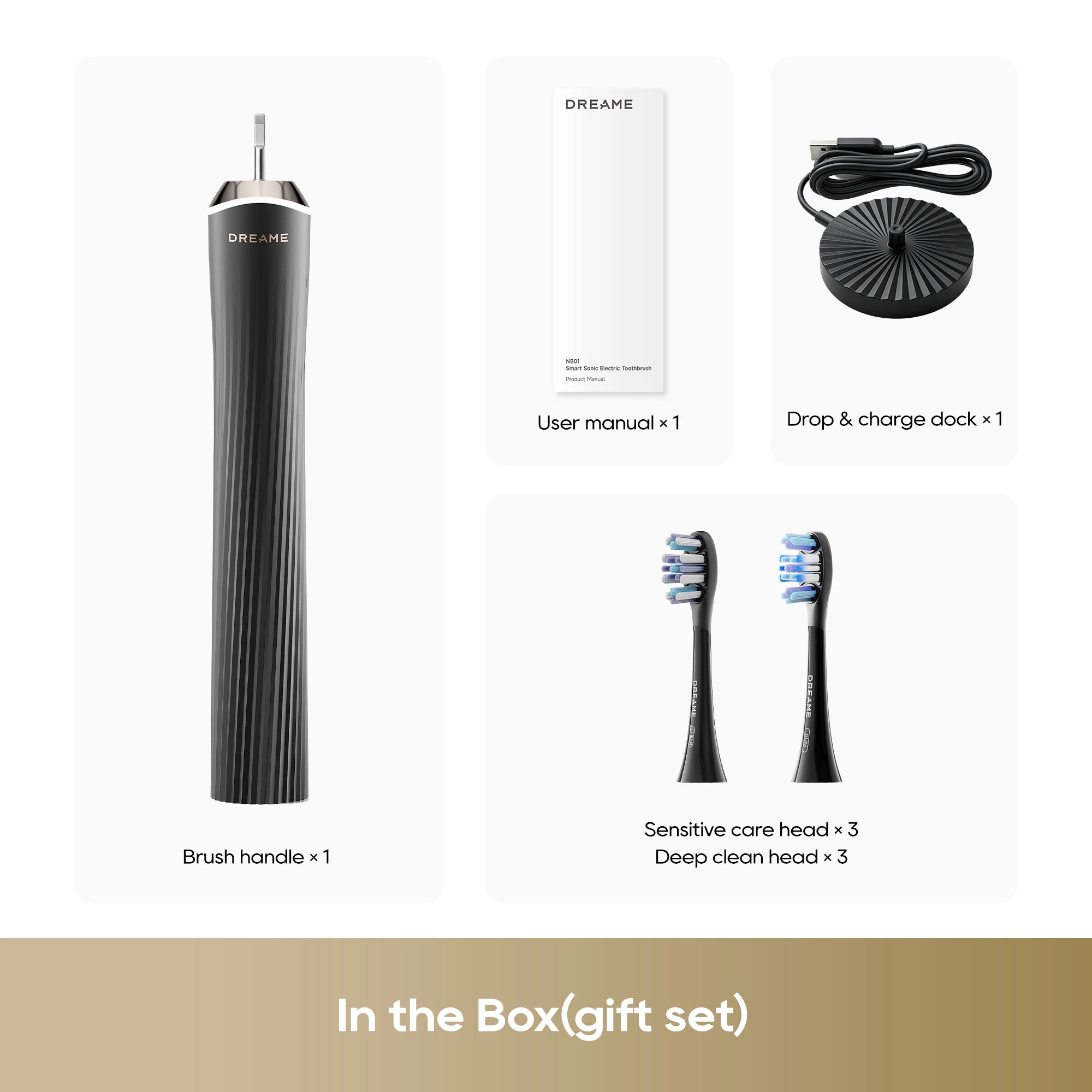 Dreame NB01 Set Smart Toothbrush Black - What's in the Box