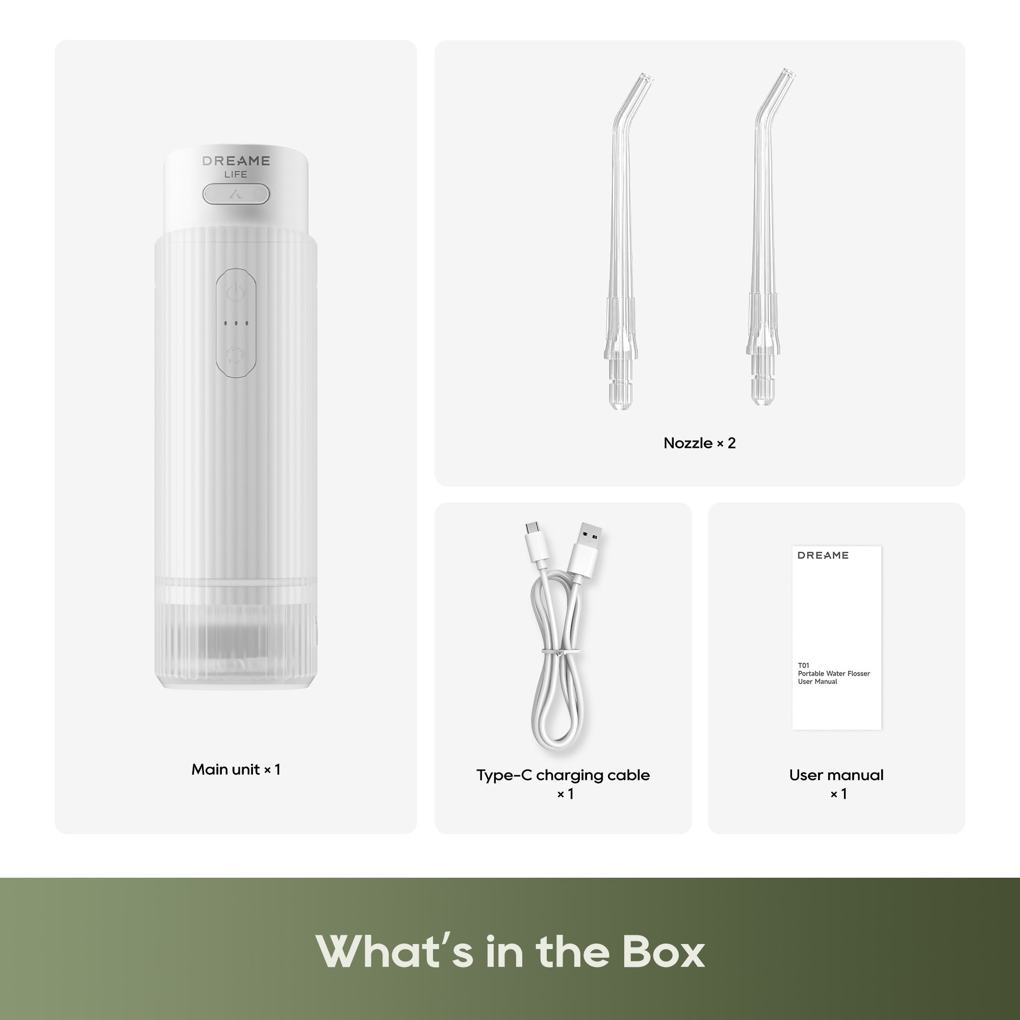 Dreame T01 Portable Water Flosser White - What's in the box