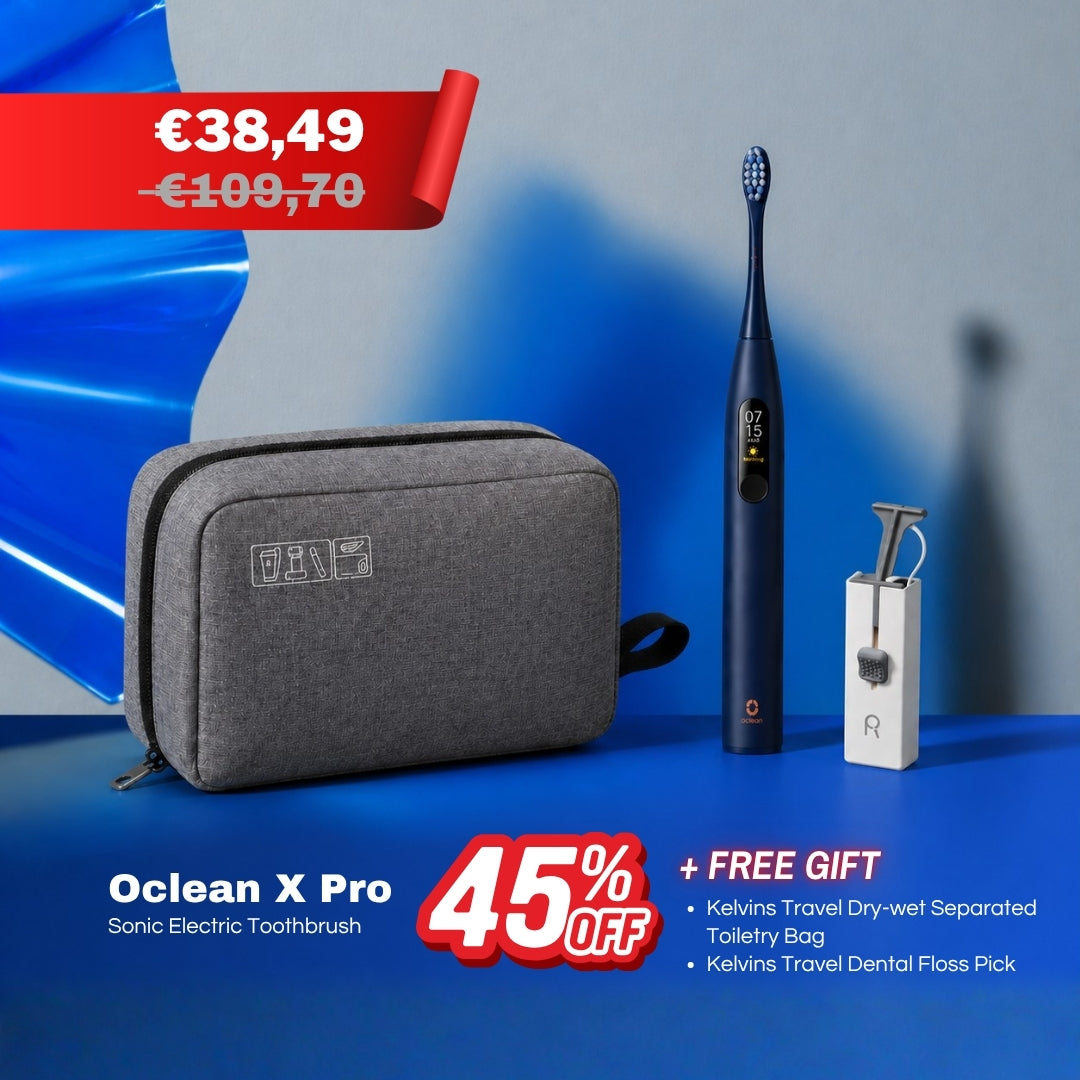 Oclean X Pro Bundle (Free Gift: Toiletry Bag OR Metz Nose Hair Trimmer & Dental Floss Pick)