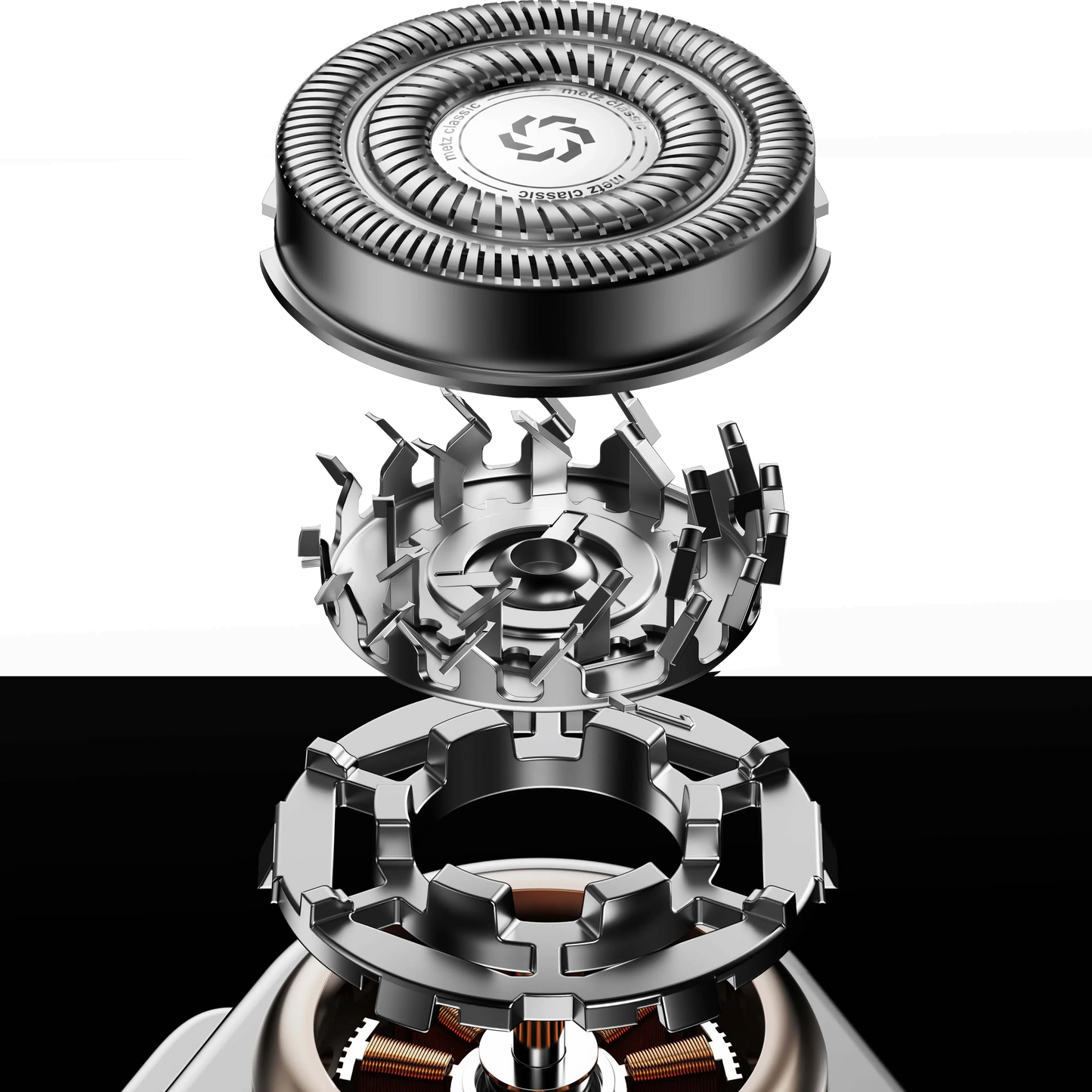 Shaver Head Details of Metz Sword Electric Shaver