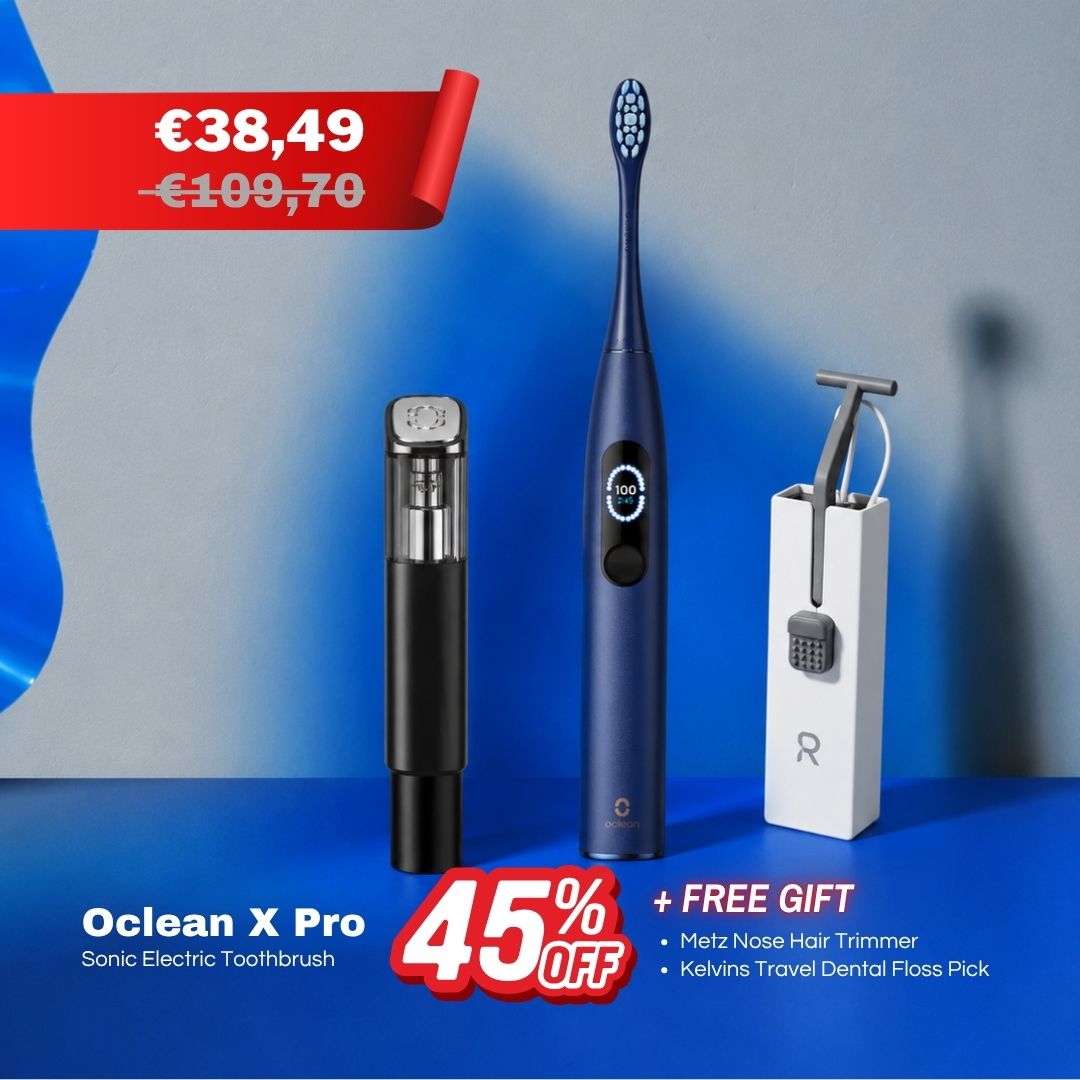 Oclean X Pro Bundle (Free Gift: Toiletry Bag OR Metz Nose Hair Trimmer & Dental Floss Pick)